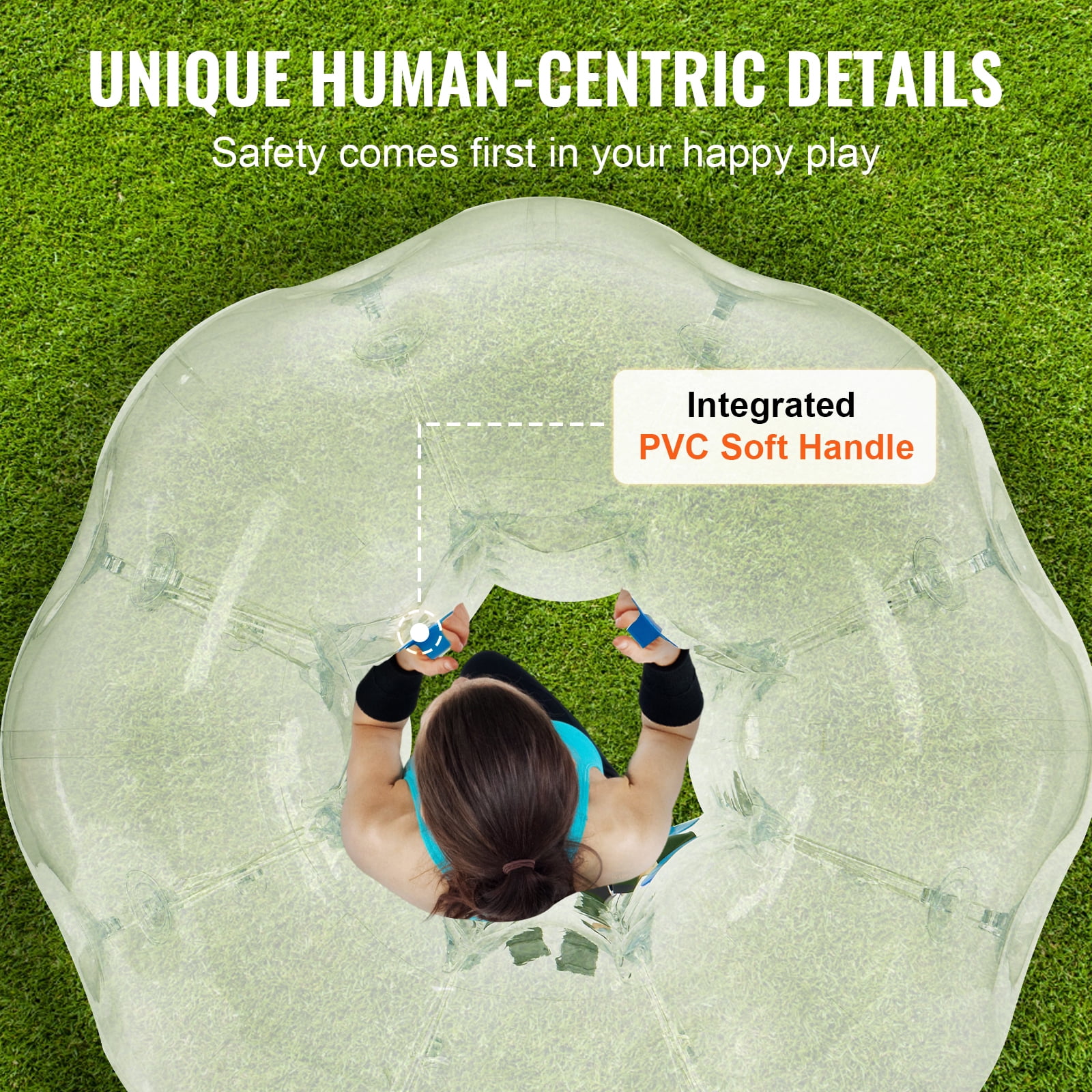 KFFKFF Inflatable Collision Ball, Single Pack, 5FT Diameter for Teens & Adults, Durable 0.8mm PVC Material, Human-Sized Bubble for Outdoor Group Fun, Ideal for Backyard, Park Activities