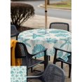thumbnail image 5 of Outdoor Tablecloth with Umbrella Hole for Patio/Picnic/Party/Camping, Turquoise Coastal Summer Waterproof Table Cloth Square Cover Washable, Coral Shell Starfish Vintage (54"x 54"), 5 of 9