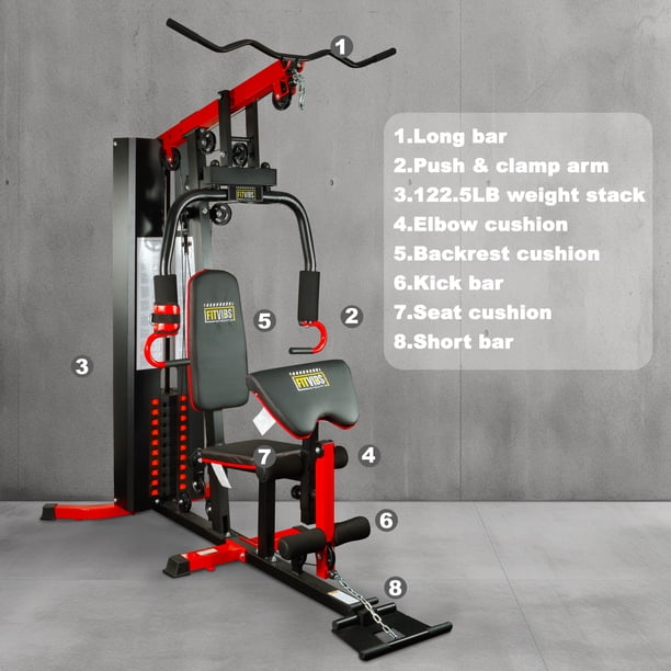Fitvids LX750 Home Gym, 330 Lbs Resistance, 122.5 Lbs Weight Stack