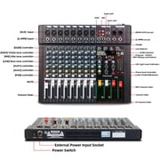 Depusheng FG8 Professional Audio Mixer 8 Channel Mixing Console MP3 Input, 48V Phantom Power,Black Bluetooth USB Audio Mixer for PC