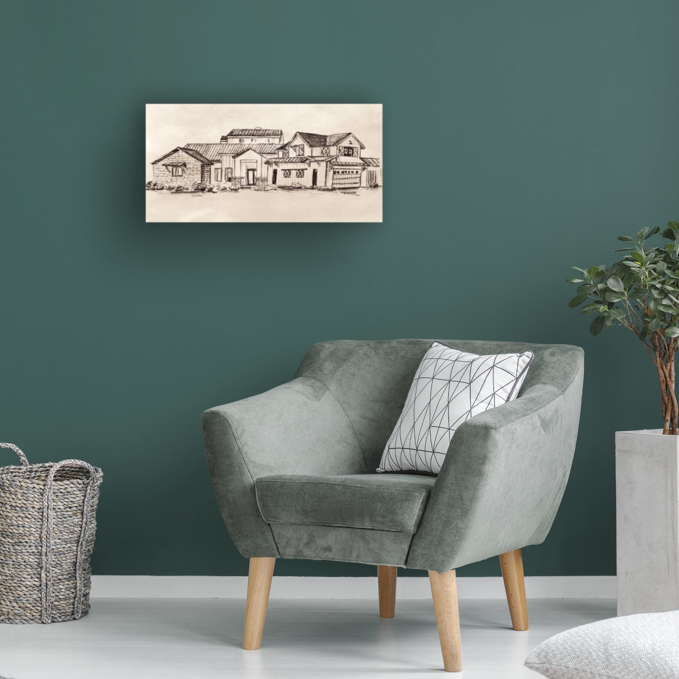 Canvas Wall Art - Melissa Wang 'Village at Sunset I' Wall Art for Living Room, Bedroom, or Office Décor by Trademark Fine Art - 47 x 24 Inches