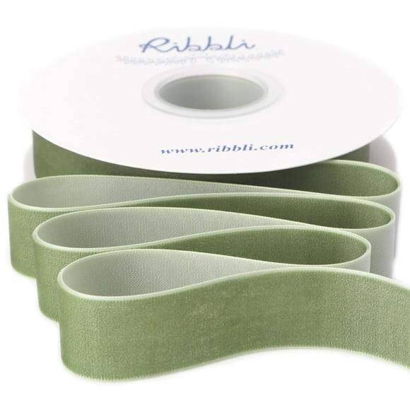 Cinta Decorativa de Terciopelo Ribbli Verde Salvia 2.5cm Rollo de 9.1m