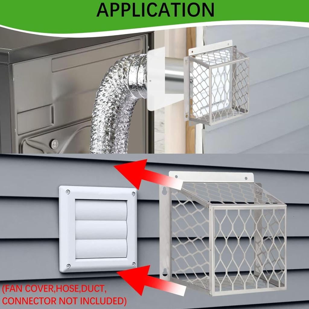 Stainless Steel Dryer Vents Covers Guard for Exhaust Fan Openings Protects Birds and Small Animals Easy Installation