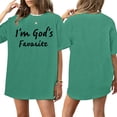 thumbnail image 6 of Ankishi Christian T-Shirts for Women I'm God's Favorite Short Sleeve Crewneck Religious Graphic Tee for Travel, 6 of 6
