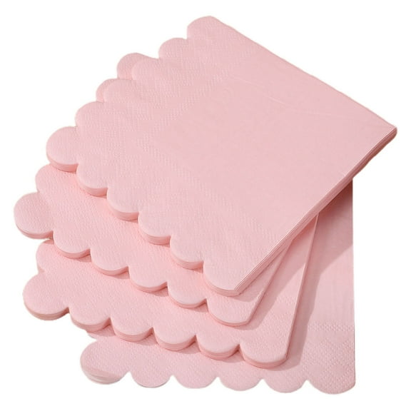 RENACLIPY 100pcs Scalloped Napkins Pink Elegant Design Paper For Special Occasions Party