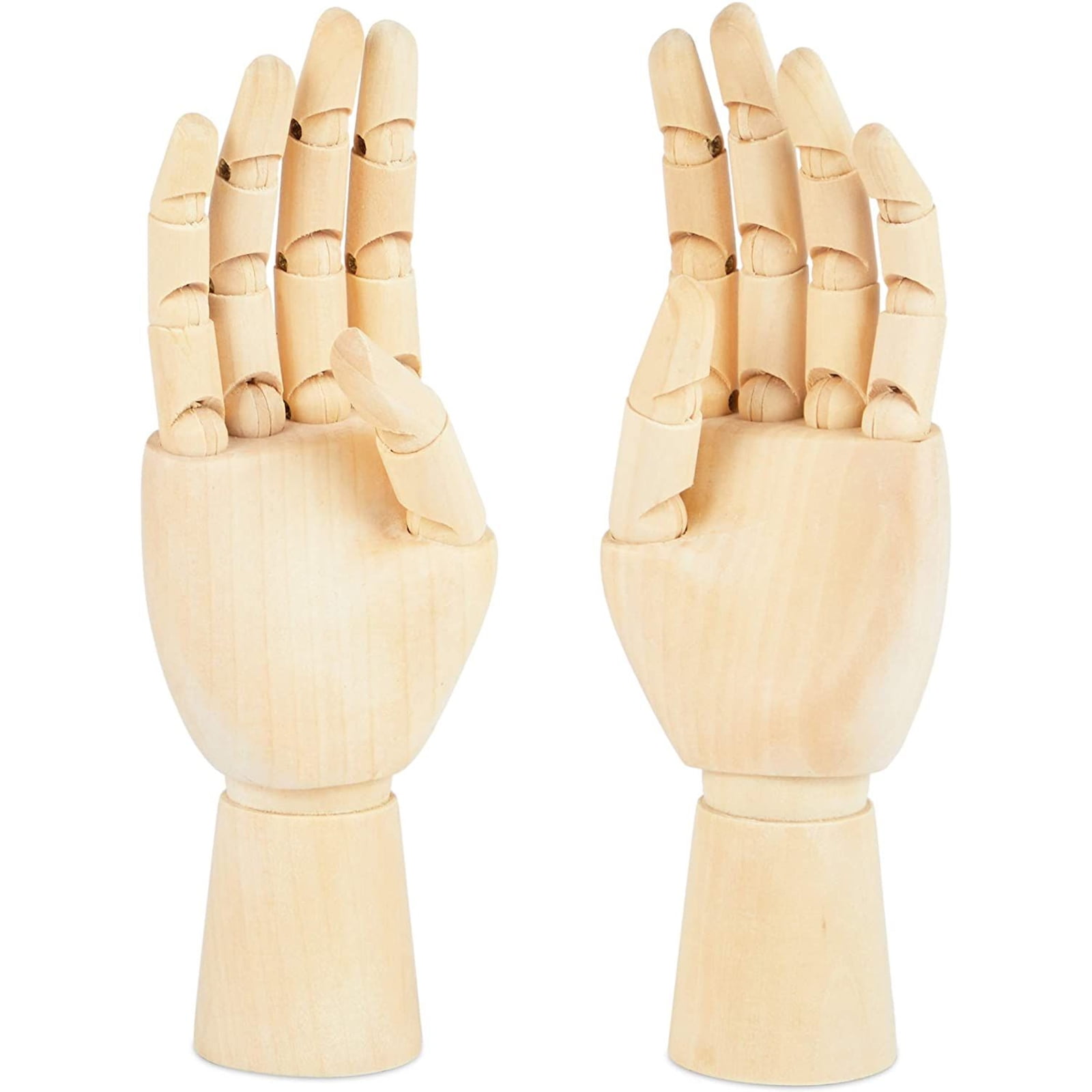 7 Left+Right Hand Art Wooden Hand Artist Jointed Articulated Mannequin Wood Hand,Sectioned Opposable Figure Sculpture Manikin Hand Model with Flexible Fingers,for Drawing,Sketching