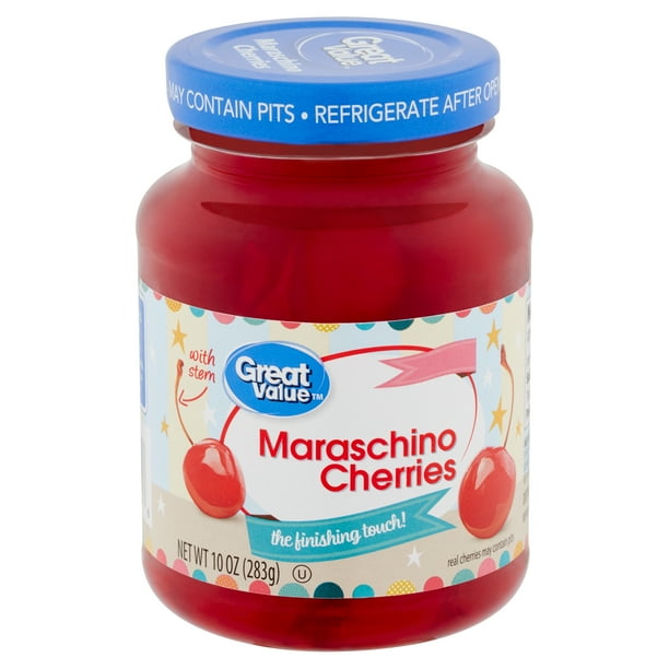 Great Value Maraschino Cherries with Stems, 10 Oz.