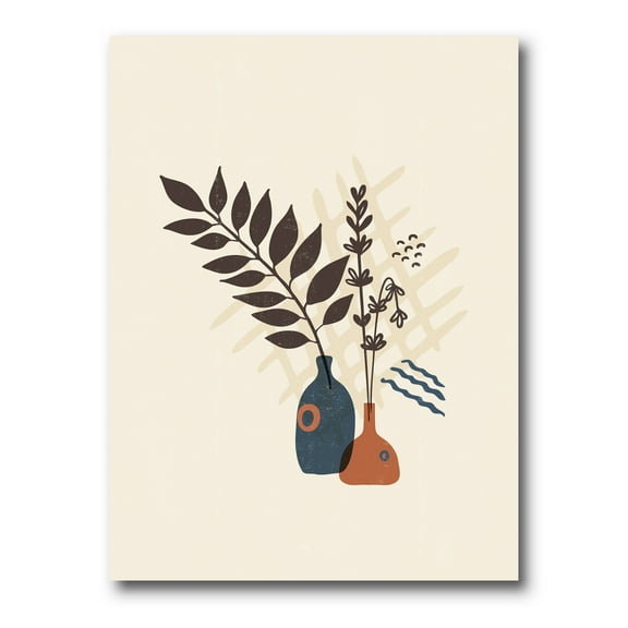 Designart ' Ancient Boho Art Minimalistic Flowers I ' Modern Canvas Wall Art Print