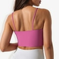 thumbnail image 4 of Women's Scoop Neck Stretchy Cropped Sports Athletic Bra-Medium, Fuchsia, 4 of 6