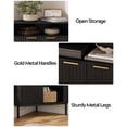 thumbnail image 5 of Joyyskill Fluted Corner Cabinet with Storage, Modern Floor Cabinets with Adjustable Shelf & Metal Legs Wooden Narrow Cabinet Organizer, Black, 5 of 7