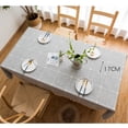 thumbnail image 5 of Mantel cuadrado grande gris con borlas bordadas, cubierta de mesa a cuadros a prueba de polvo de lino y algodón, para decoración de mesa de comedor de cocina, 5 of 5