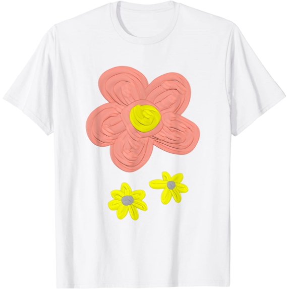 Pink and Yellow Flower Paint Art Colorful Natural Blossom T-Shirt
