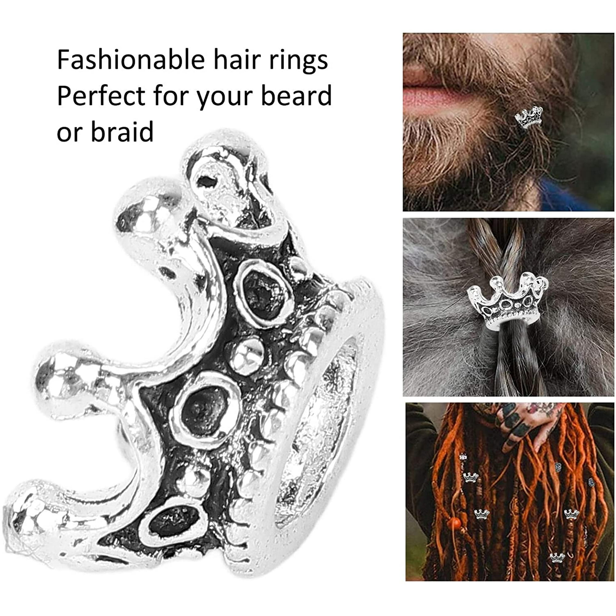Beads Beard Hair Beads 30pcs Fashionable Beard Hair Beads Alloy Hair Braiding Beads DIY Jewelry Accessories Large Viking Beard Beads Metal Beads