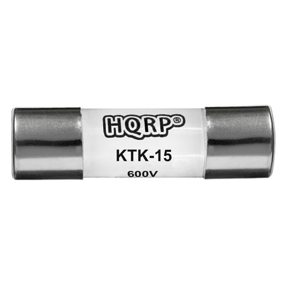 HQRP KTK-15 Midget Fast-Acting Digital Multimeter Fuse 15 A 600V 100kA IR Replacement for Bussmann KTK15, Limitron KTK-15A, Littelfuse KLK15 Compatible with Fluke P/N 892583, 3478712, Tektronix
