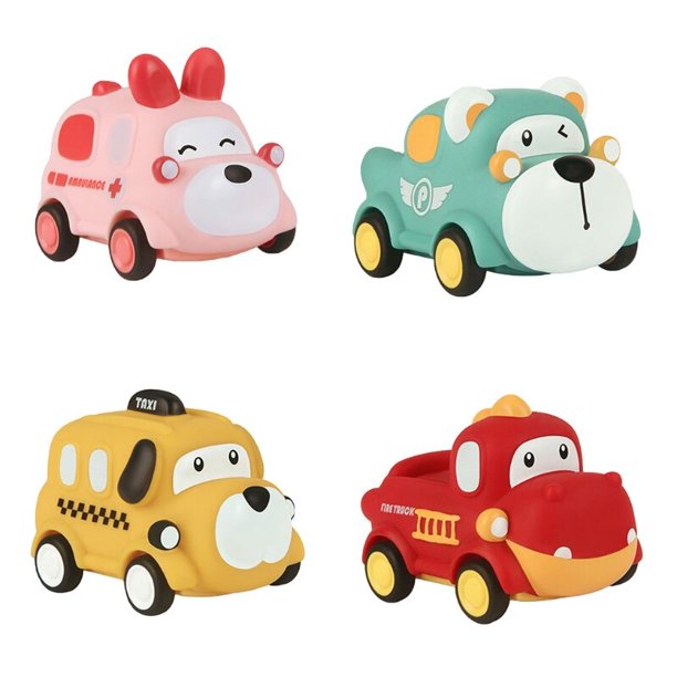 Realistic Cartoon Car Toys Friction Cartoon Car Pull Back Model Vehicle Toy heqiyong LED