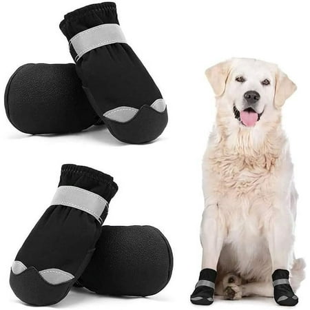 Waterproof Dog Shoes for Large Medium Dogs - Winter Snow Dog Booties Paw Protection with Adjustable Straps Rugged Anti-Slip Sole - Hiking Outdoors Pet Boots Paw Protectors Comfortable