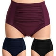 thumbnail image 4 of Women High Waist Swim Bottom Ruched Bikini Bathing Suit Beach Swimsuit Briefs, 4 of 5
