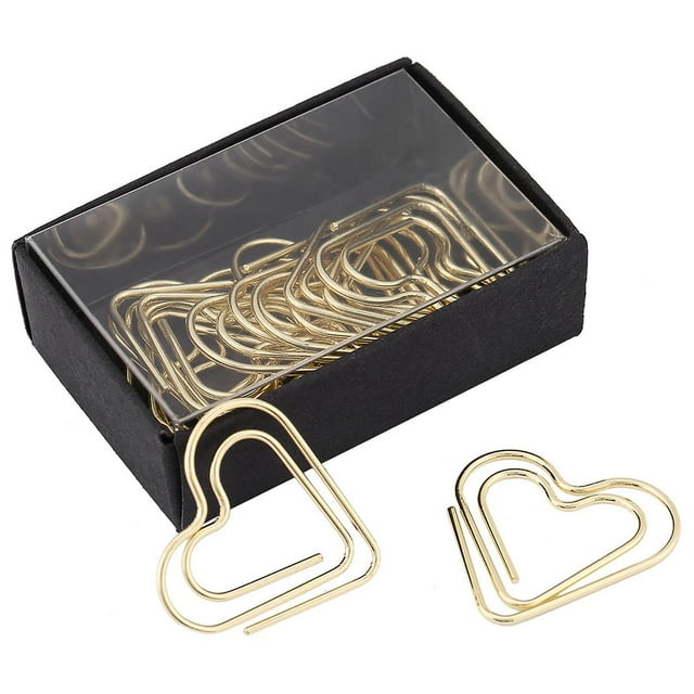 Heart Shaped Paper Clips Bookmark Marking Document Organizing Stationery Supplies (Gold)