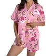 thumbnail image 2 of ‌FDGIU ‌‌‌‌‌Women Button-Down Pajama Set - Short Sleeve Shirt & Shorts Soft Sleepwear Cute Printed Loungewear S-XXL, 2 of 7