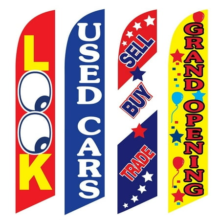 4 Advertising Swooper Flags Look Used Cars Sell Buy Trade Grand Opening