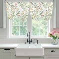 thumbnail image 5 of Red Flower Tie Up Curtain 63 Inches Long, Bird Green Leaf Branch Pastoral Flowers Balloon Style Kitchen Window Curtain Over Sink, Small Window Rod Pocket Curtain 52"x63", 5 of 9