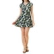 thumbnail image 2 of Vestido con cuello en V cruzado de flores para mujer con mangas de pétalo y cinturón XL azul marino, 2 of 6