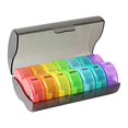 thumbnail image 2 of Pastillero portátil Pastillero Organizador de pastillas 5.3x3.4x2 pulgadas 7 Dispensador de pastillas diario Impermeable Apto para viajes para Negro y Multicolor Yinane Caja de almacenamiento de joyas, 2 of 8