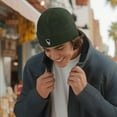 thumbnail image 4 of Dalix Astronaut Fisherman Beanie Hat Winter Knit Cuffed Watch Cap Mens in Olive, 4 of 5