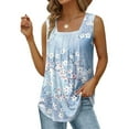 thumbnail image 2 of JINMGG Women's Summer Casual Tank Tops Loose Fit Pleated Square Neck Sleeveless Shirts Tops Light Blue M, 2 of 5