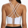 thumbnail image 3 of Sports Bra for Women Crop Tank Strappy Medium Support Padded Yoga Top Criss Cross Open Back Removable Cups for Workout Running White, 3 of 7