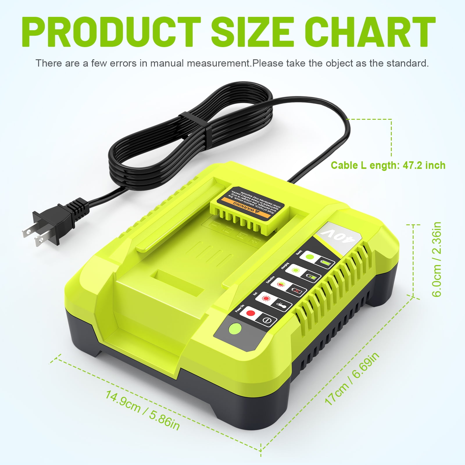 40V OP401 Charger for Ryobi Battery, Lithium-ion Battery Charger for OP4015 OP4026 OP4026A OP4030 OP4040 OP4050 OP4050A OP4060 OP40261 OP40301 OP40401 OP4050