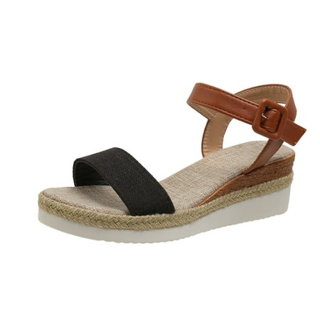 

Hvyesh Espadrilles Flatform Sandals for Women Platform Ankle Strap Womens Wedge Sandals Open Toe Espadrille Wedge Sandals for Women Concise Casual Summer Womens Shoes