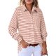 thumbnail image 1 of Camisa a la moda elegante, holgada, a rayas, para mujer, roja, 1 of 6