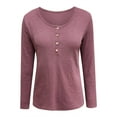 thumbnail image 5 of Holzkary Womens Long Sleeve Henley Shirts Ribbed Button Down Casual Tunic Tops Women's Knit Tops Casual Long Sleeve Blouses Slim Fit Button Down V Neck Shirt Brick Red L, 5 of 5
