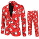 thumbnail image 2 of Traje navideño para hombre de 2 piezas, corte entallado, estampado de muñeco de nieve navideño, para fiesta, disfraz de un solo botón, ropa informal de moda para hombre, 2 of 4