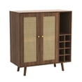 thumbnail image 4 of DeeHome Bohemian Bar Cabinet, Natural Rattan Doors, Removable Wine Rack in Walnut, 4 of 6
