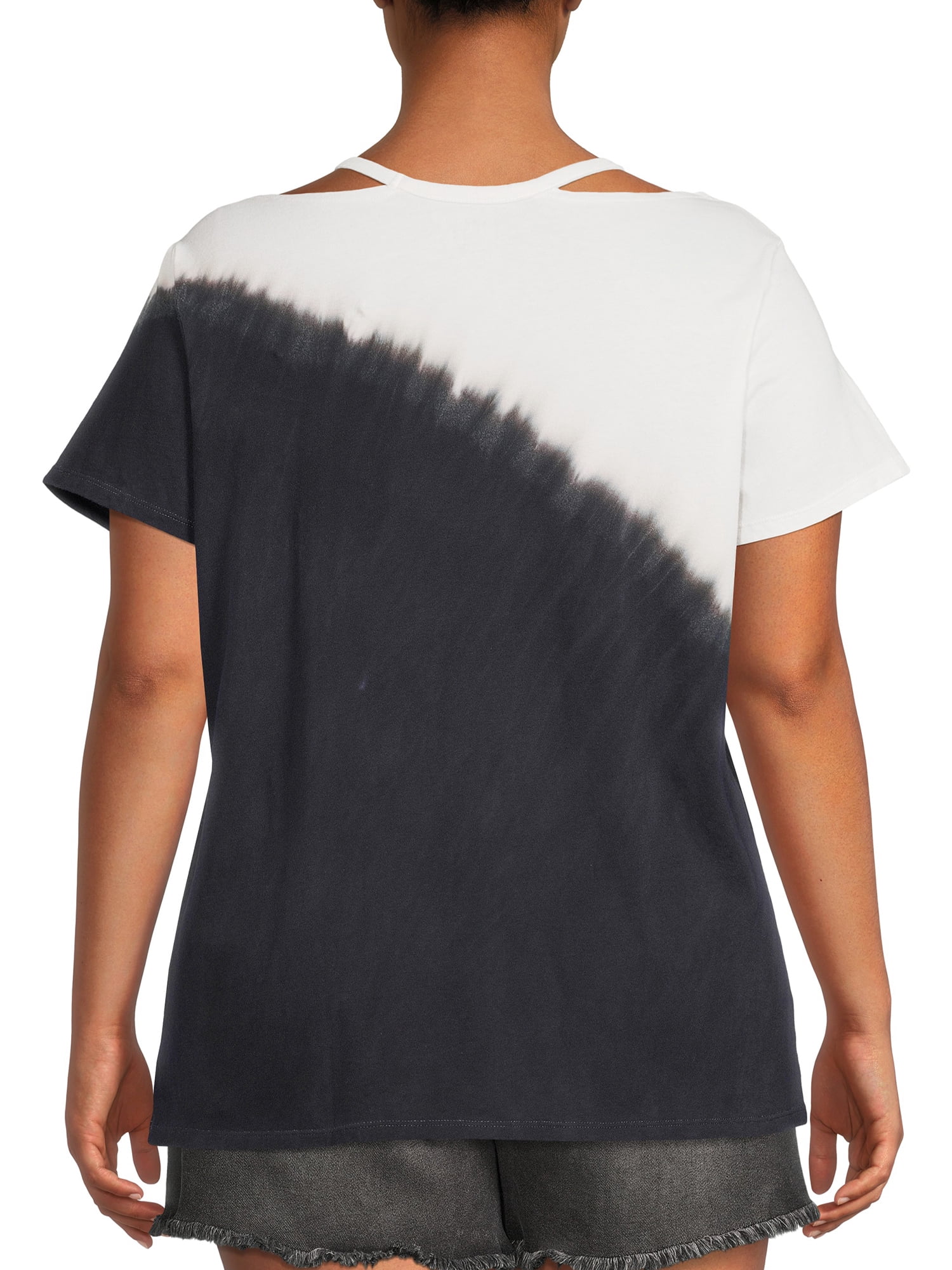 Terra & Sky Women's Plus Size Cut Out Neck Short Sleeve Top