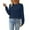 Navy, variant on Women's Puff Sleeve Knitted Pullover Sweater, Long Sleeve Solid Color Top with Hollowed-Out Sleeves and Lightweight Comfort for Fall Season Casual Outfits, Daily Wear and Easy Care Fashion Blue L