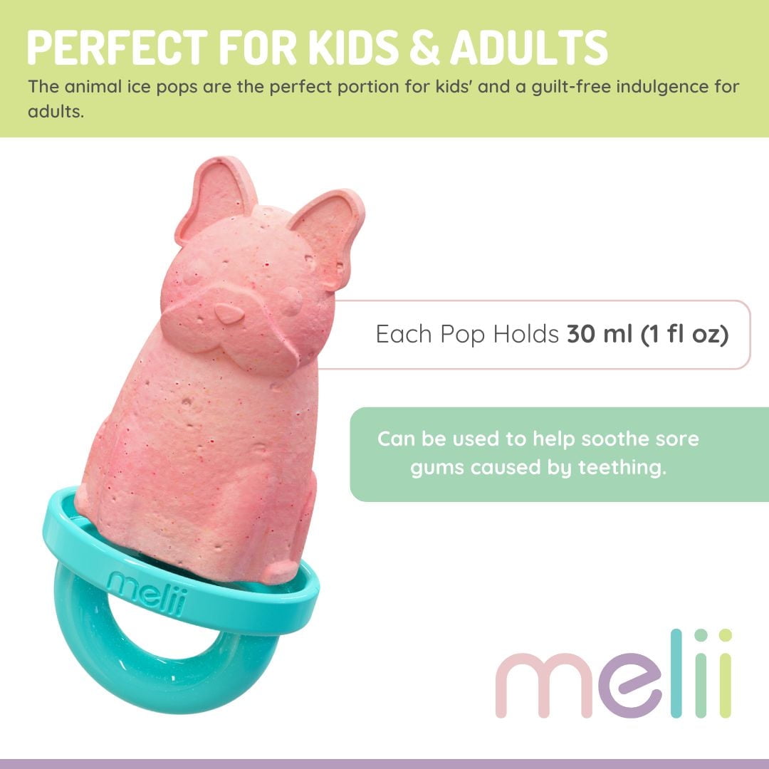 Melii Animal Ice Pops with Tray – Reusable Silicone Molds