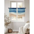thumbnail image 3 of Light Blue Ripple Sheer Curtains 45 Inch Long 2 Panels, Light Blue Gradient Abstract Line Light Filtering Rod Pocket Semi Sheer Curtains, Sheer Voile Drapes for Living Room Bedroom, 52"x45", 3 of 5