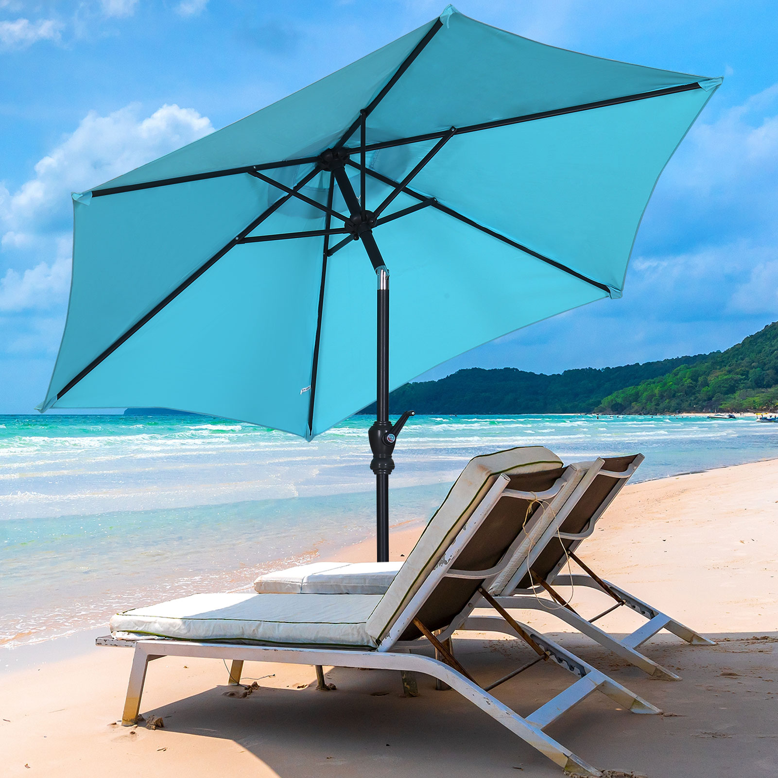 Autlaycil 7.5 Ft Market Patio Umbrella, Blue photo 3