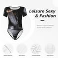 thumbnail image 4 of Balery Black Cobra Snake Body de cuello redondo de manga corta para mujer Tops de manga corta Tops básicos-Large, 4 of 7