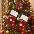 thumbnail image 5 of CuiLiyq Red Christmas Stockings, Embroidered Luminous Christmas Stockings with White Plush Edges for Christmas Tree Decorations, for Family Holiday Parties Fireplace Decorations (Faceless Elderly), 5 of 7