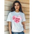 thumbnail image 1 of Women's Valentine's Day Romance Love Cartoon Print T-Shirt Fashion Short Sleeve Round-Neck Fit Tops Summer Casual, 1 of 7