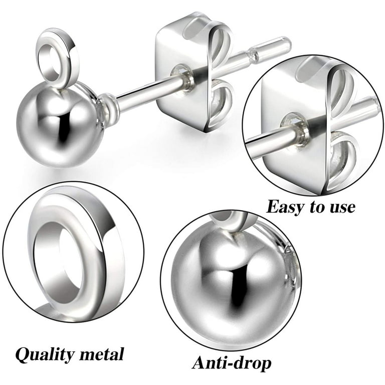 100pcs 5mm Stainless Steel Earring Backs Plug Earring Settings Base Ear  Studs Back Earring Stopper for DIY Jewelry Making (5mm(0.20 inch))