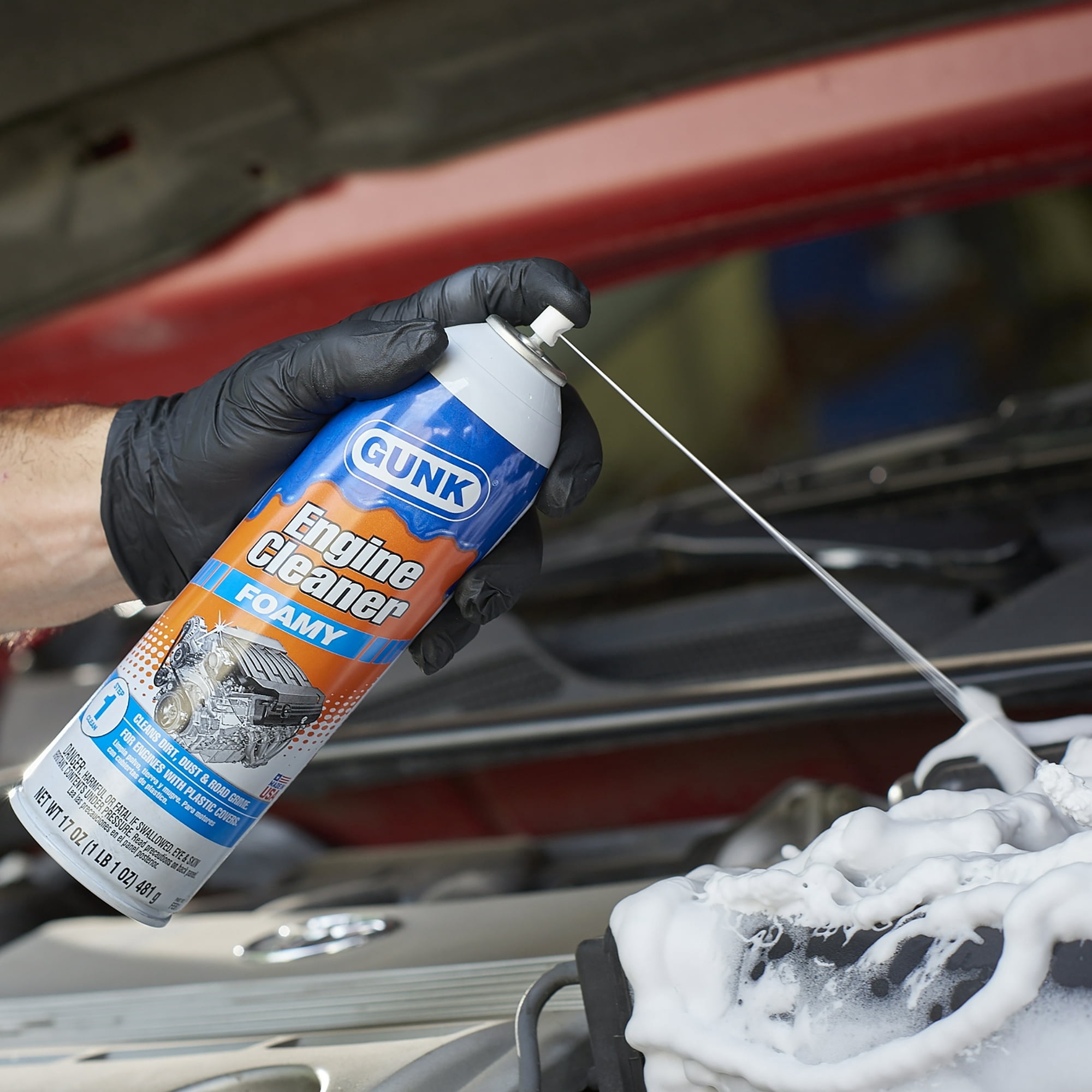 (6 pack) GUNK FEB-1 Foamy Engine Cleaner and Degreaser for Cars and Trucks, Aerosol, 17 oz