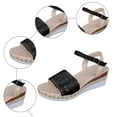 thumbnail image 5 of Rokment Women's Crochet Flower Platform Wedge Dress Sandals Beach Boho Fashion Casual Hollow out Espadrilles Chunky High Heel Summer Shoes Bride Wedding Black Size 8, 5 of 7