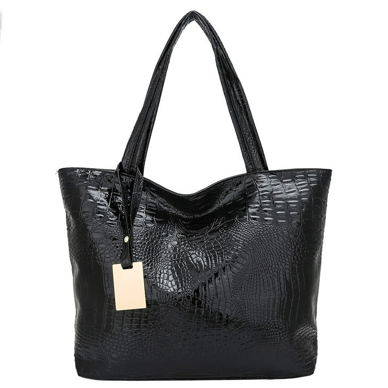 Women Ladies Fashion Alligator Solid Large Capacity Shoulder Tote Handbag  Bags Checke Tote Bag 