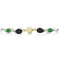thumbnail image 2 of Gem Stone King 925 Silver and 10K Yellow Gold White Ethiopian Opal Black Onyx Green Nano Emerald and Lab Grown Diamond Tennis Bracelet for Women By Keren Hanan (1.52 cttw, Adjustable up To 9 inch), 2 of 3