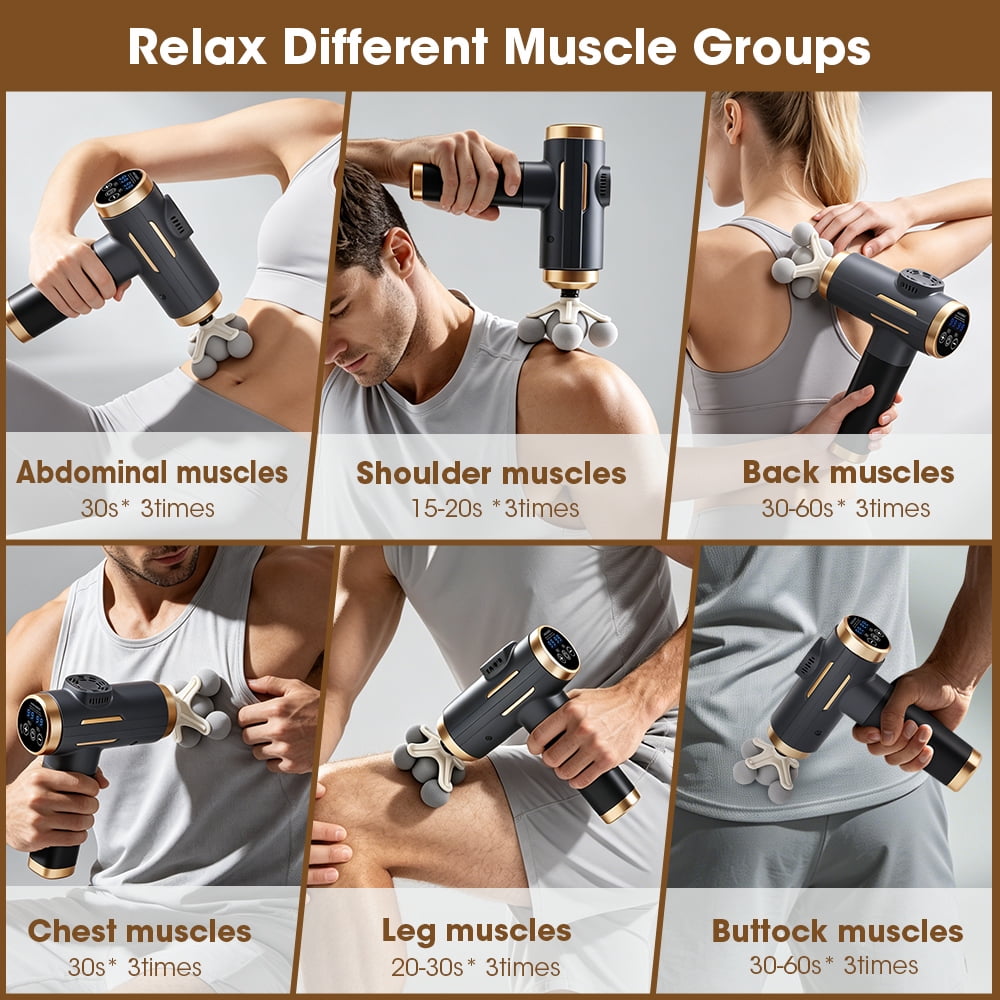 Massage Gun with 99 Speed Levels, Handheld Deep Tissue Percussion Massager with Digital Display, Auto Shut-off, 1500mAh Muscle Massager Gun with 11 Massage Heads, Gray